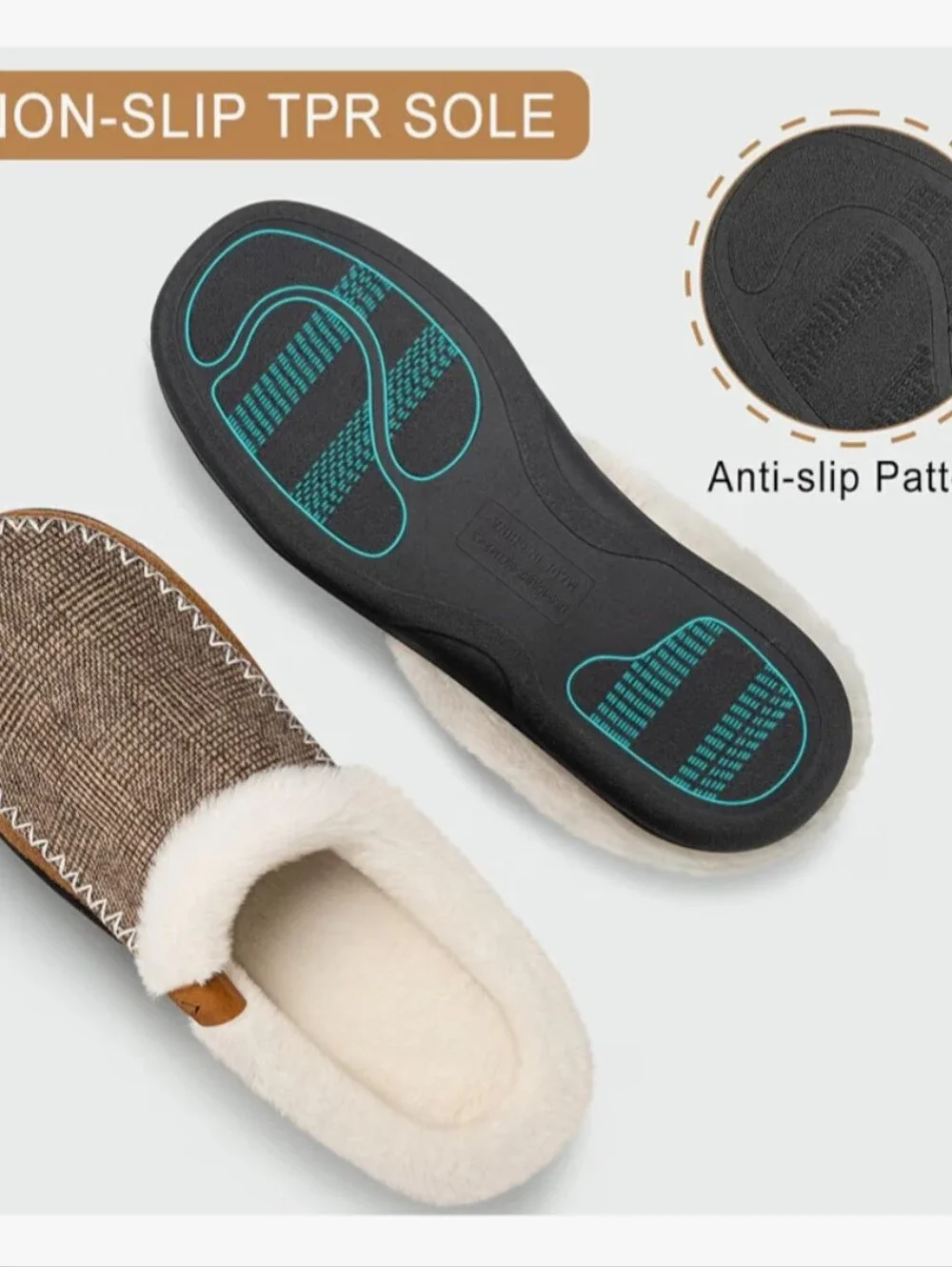 Mens Slippers Slip on Moccasin Indoor Memory Foam House Shoes Warm